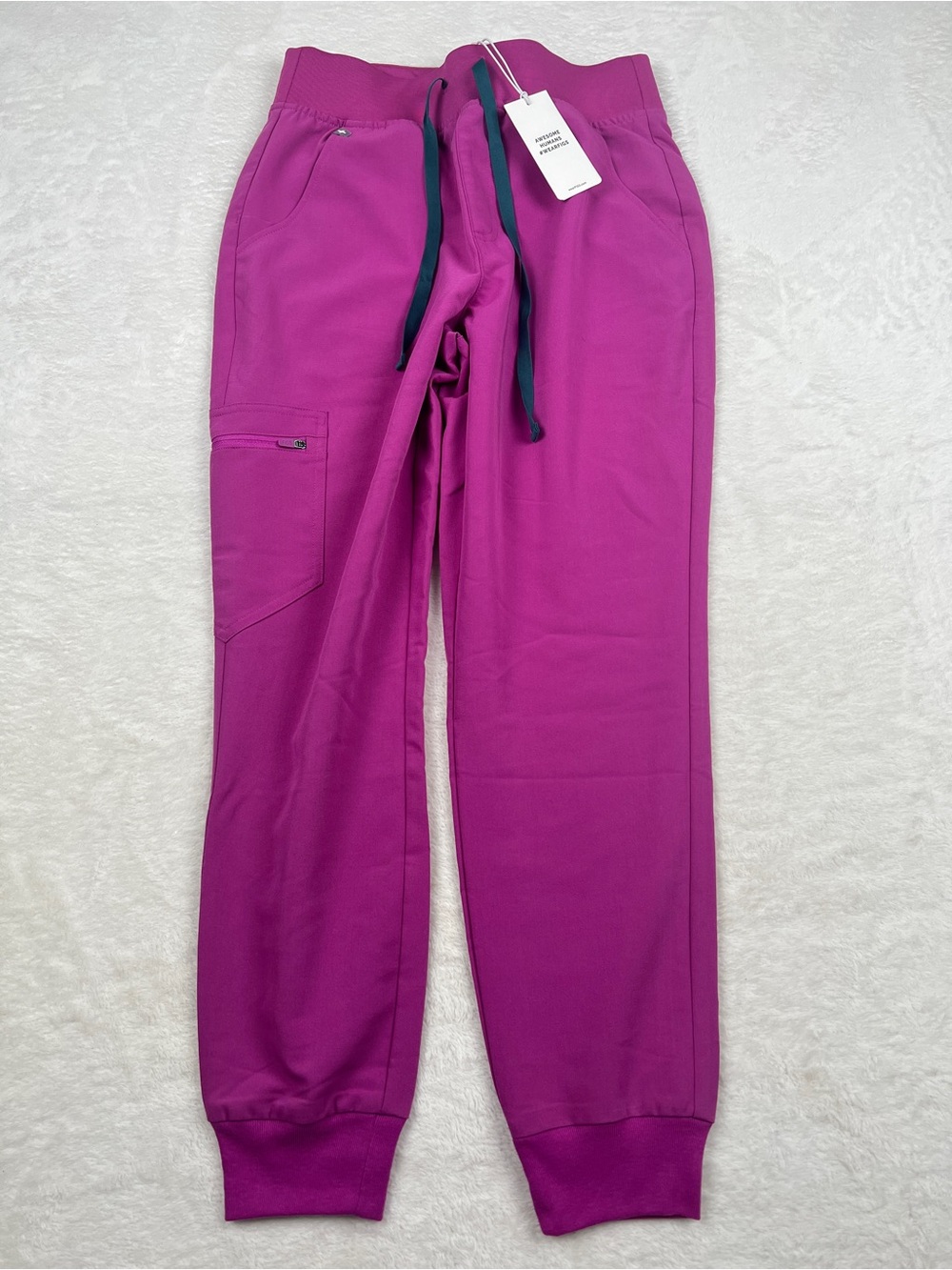 FIGS High Waisted Zamora Jogger Scrub Pants Bright Fuchsia S Petite NWT